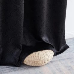 HLC.ME Blackout Curtains Redmont Lattice Blackout Grommet Curtain Panels - Black - Set Of 2
