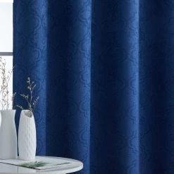 HLC.ME Blackout Curtains Redmont Lattice Blackout Grommet Curtain Panels - Navy Blue - Set Of 2
