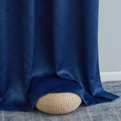 HLC.ME Blackout Curtains Redmont Lattice Blackout Grommet Curtain Panels - Navy Blue - Set Of 2