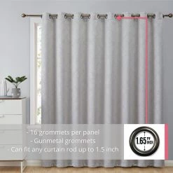 HLC.ME Redmont Lattice Blackout Grommet Patio Door Panel - Light Grey