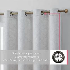 HLC.ME Redmont Lattice Blackout Grommet Curtain Panels - Light Grey - Set Of 2