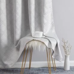 HLC.ME Redmont Lattice Blackout Grommet Curtain Panels - Light Grey - Set Of 2