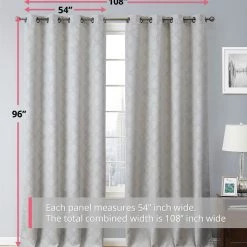 HLC.ME Redmont Lattice Blackout Grommet Curtain Panels - Light Grey - Set Of 2