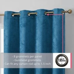 HLC.ME Blackout Curtains Redmont Lattice Blackout Grommet Curtain Panels - Teal Blue - Set Of 2