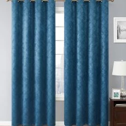 HLC.ME Blackout Curtains Redmont Lattice Blackout Grommet Curtain Panels - Teal Blue - Set Of 2
