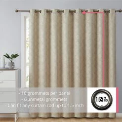 HLC.ME Faux Linen Curtains Redmont Lattice Blackout Grommet Patio Door Panel - Taupe
