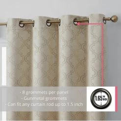 HLC.ME Redmont Lattice Blackout Grommet Curtain Panels - Taupe - Set Of 2 Blackout Curtains