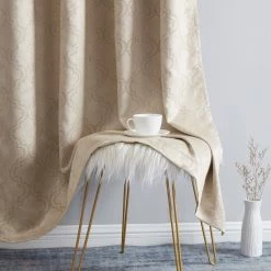 HLC.ME Redmont Lattice Blackout Grommet Curtain Panels - Taupe - Set Of 2 Blackout Curtains