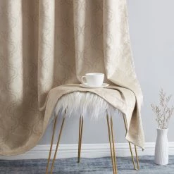 HLC.ME Faux Linen Curtains Redmont Lattice Blackout Grommet Patio Door Panel - Taupe