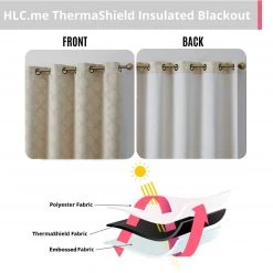 HLC.ME Faux Linen Curtains Redmont Lattice Blackout Grommet Patio Door Panel - Taupe