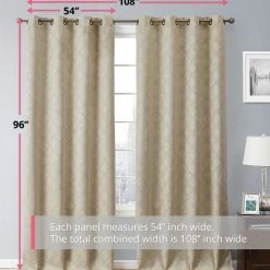 HLC.ME Redmont Lattice Blackout Grommet Curtain Panels - Taupe - Set Of 2 Blackout Curtains