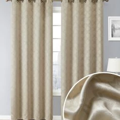 HLC.ME Redmont Lattice Blackout Grommet Curtain Panels - Taupe - Set Of 2 Blackout Curtains