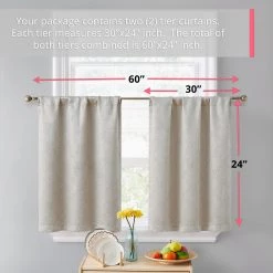 HLC.ME Redmont Lattice Back Tab Rod Pocket Tiers - Beige - Set Of 2