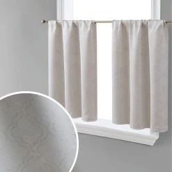 HLC.ME Redmont Lattice Back Tab Rod Pocket Tiers - Light Grey - Set Of 2