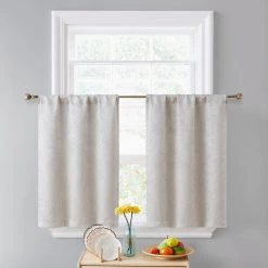 HLC.ME Redmont Lattice Back Tab Rod Pocket Tiers - Light Grey - Set Of 2