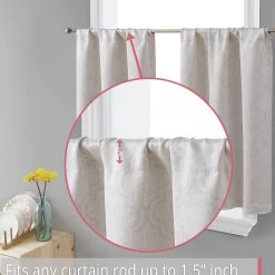 HLC.ME Redmont Lattice Back Tab Rod Pocket Tiers - Light Grey - Set Of 2