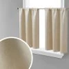 HLC.ME Redmont Lattice Back Tab Rod Pocket Tiers - Taupe - Set Of 2 Faux Linen Curtains 1 HLC.ME Redmont Lattice Back Tab Rod Pocket Tiers - Taupe - Set Of 2 Faux Linen Curtains