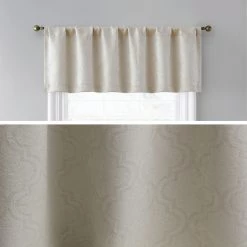 HLC.ME Redmont Lattice Back Tab Rod Pocket Valance - Beige