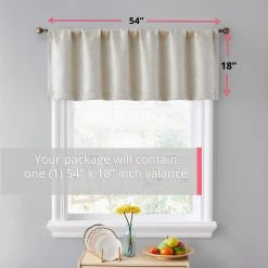 HLC.ME Redmont Lattice Back Tab Rod Pocket Valance - Beige