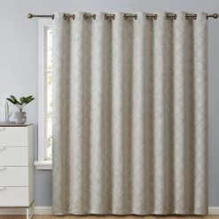 HLC.ME Faux Linen Curtains Redmont Lattice Blackout Grommet Patio Door Panel - Beige