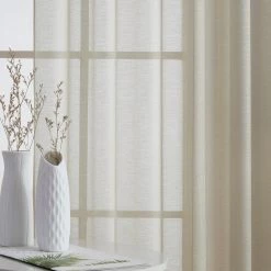 HLC.ME Sheer Curtains Addison Sheer Tab Top Panels - Beige - Set Of 2 11 HLC.ME Sheer Curtains Addison Sheer Tab Top Panels - Beige - Set Of 2
