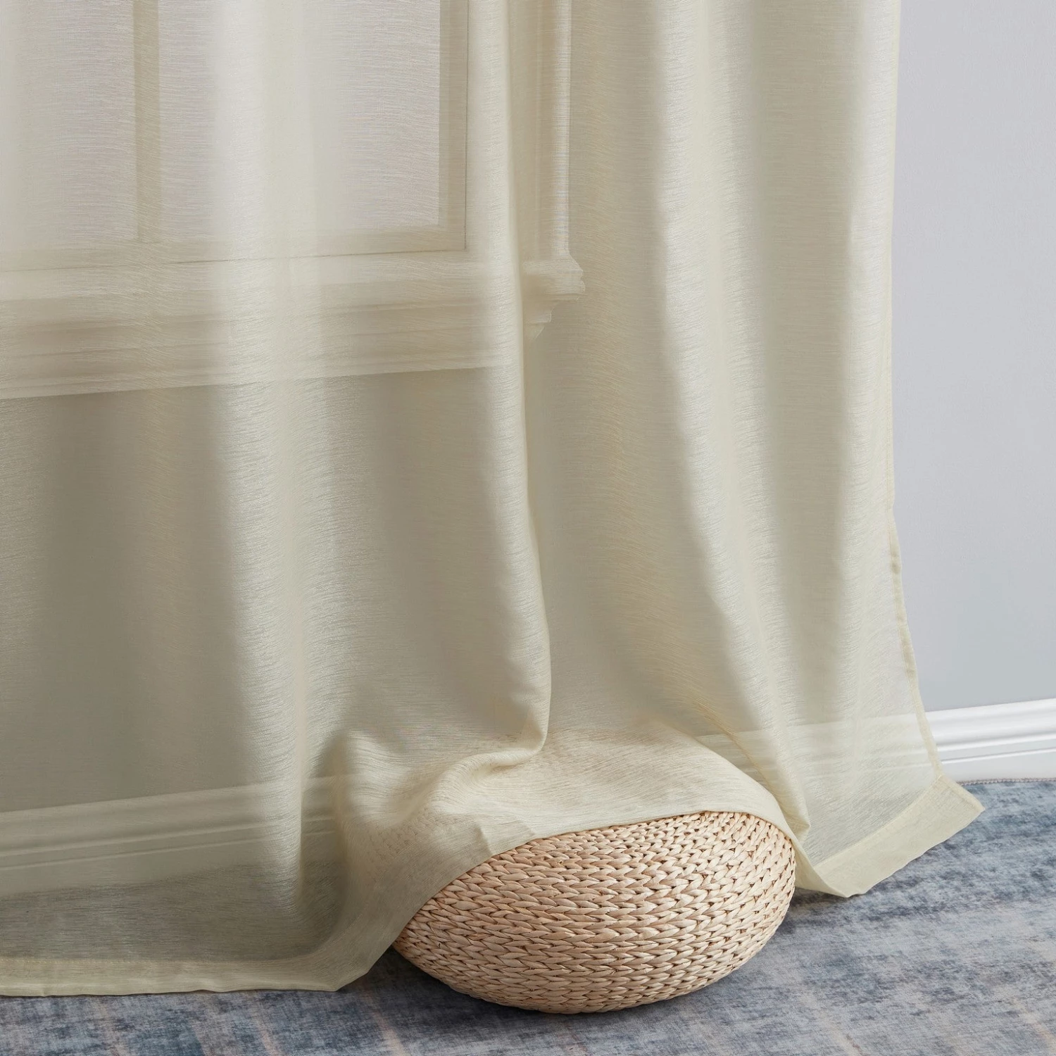 HLC.ME Lauren Semi Sheer Back Tab Rod Pocket Panels - Beige - Set Of 2 9 HLC.ME Lauren Semi Sheer Back Tab Rod Pocket Panels - Beige - Set Of 2