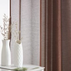 HLC.ME Sheer Curtains Lauren Semi Sheer Back Tab Rod Pocket Panels - Chocolate Brown - Set Of 2