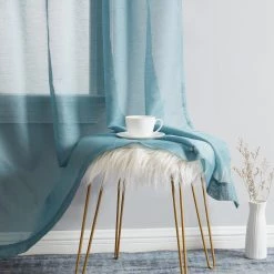 HLC.ME Lauren Semi Sheer Back Tab Rod Pocket Panels - Dusty Blue - Set Of 2 19 HLC.ME Lauren Semi Sheer Back Tab Rod Pocket Panels - Dusty Blue - Set Of 2