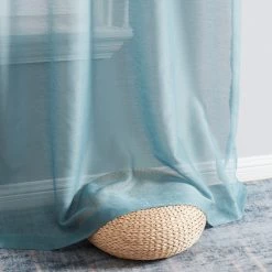 HLC.ME Addison Sheer Tab Top Panels - Dusty Blue - Set Of 2 9 HLC.ME Addison Sheer Tab Top Panels - Dusty Blue - Set Of 2
