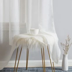 HLC.ME Sheer Curtains Addison Sheer Tab Top Panels - Ivory - Set Of 2