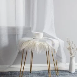 HLC.ME Sheer Curtains Addison Sheer Tab Top Panels - Silver Grey - Set Of 2