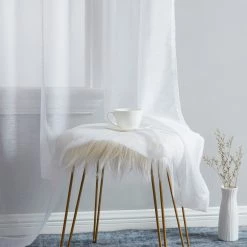 HLC.ME Lauren Semi Sheer Back Tab Rod Pocket Panels - White - Set Of 2 14 HLC.ME Lauren Semi Sheer Back Tab Rod Pocket Panels - White - Set Of 2