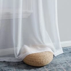 HLC.ME Lauren Semi Sheer Back Tab Rod Pocket Panels - White - Set Of 2 15 HLC.ME Lauren Semi Sheer Back Tab Rod Pocket Panels - White - Set Of 2