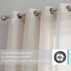 HLC.ME Sheer Grommet Curtain Panels - Beige - Set Of 2 Sheer Curtains