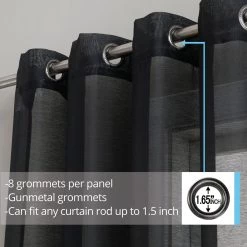Sheer Curtains HLC.ME Sheer Grommet Curtain Panels - Black - Set Of 2