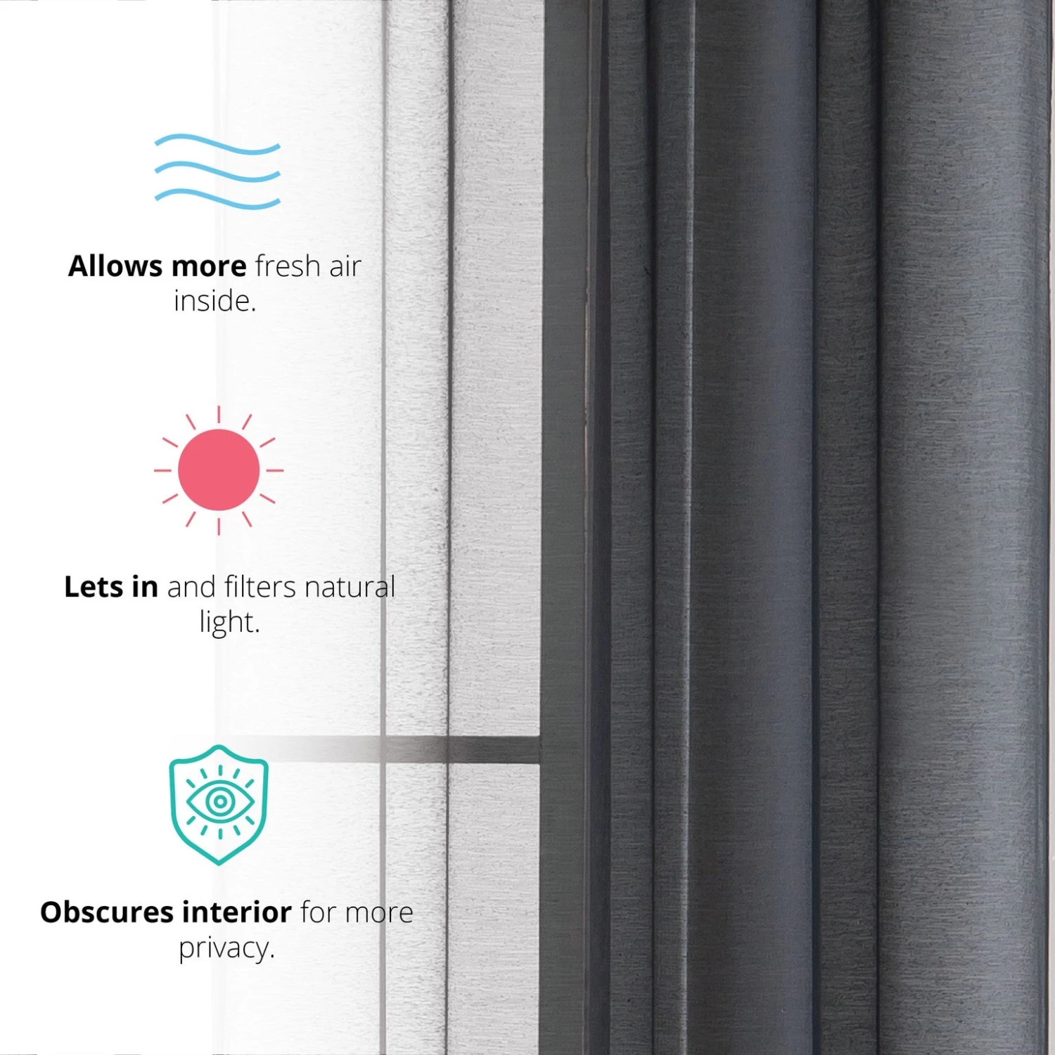 Sheer Curtains HLC.ME Sheer Grommet Curtain Panels - Black - Set Of 2 5 Sheer Curtains HLC.ME Sheer Grommet Curtain Panels - Black - Set Of 2