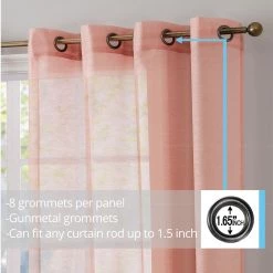HLC.ME Sheer Grommet Curtain Panels - Blush Pink - Set Of 2