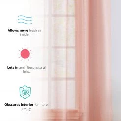 HLC.ME Sheer Grommet Curtain Panels - Blush Pink - Set Of 2