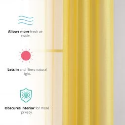 HLC.ME Sheer Grommet Curtain Panels - Bright Yellow - Set Of 2 Sheer Curtains