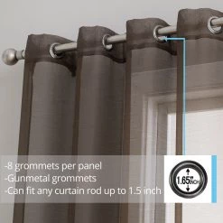 Sheer Curtains HLC.ME Sheer Grommet Curtain Panels - Chocolate Brown - Set Of 2
