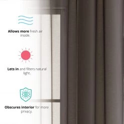 Sheer Curtains HLC.ME Sheer Grommet Curtain Panels - Chocolate Brown - Set Of 2