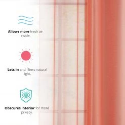HLC.ME Sheer Grommet Curtain Panels - Coral Pink - Set Of 2