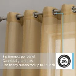 Sheer Curtains HLC.ME Sheer Grommet Curtain Panels - Gold - Set Of 2