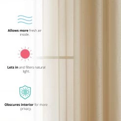 Sheer Curtains HLC.ME Sheer Grommet Curtain Panels - Gold - Set Of 2