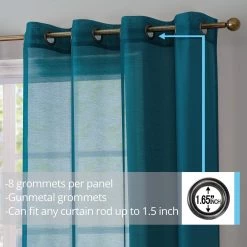 Sheer Curtains HLC.ME Sheer Grommet Curtain Panels - Grey Teal - Set Of 2