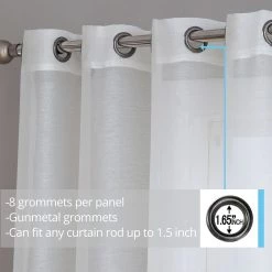 HLC.ME Sheer Grommet Curtain Panels - Ivory - Set Of 2