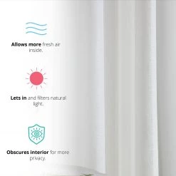 HLC.ME Sheer Grommet Curtain Panels - Ivory - Set Of 2