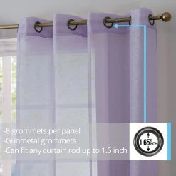HLC.ME Sheer Grommet Curtain Panels - Light Purple - Set Of 2