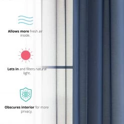 HLC.ME Sheer Grommet Curtain Panels - Navy Blue - Set Of 2 Sheer Curtains 10 HLC.ME Sheer Grommet Curtain Panels - Navy Blue - Set Of 2 Sheer Curtains