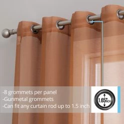 Sheer Curtains HLC.ME Sheer Grommet Curtain Panels - Rust - Set Of 2